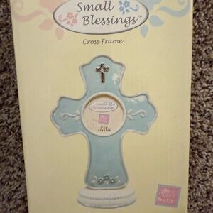 Russ Berrie Cross Frame - Soft Blue and White